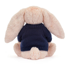 Bashful Blush Bunny with Personalized Navy Jumper