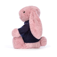 Bashful Tulip Pink Bunny with Personalized Navy Jumper