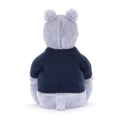 Bashful Hippo with Personalized Navy Jumper