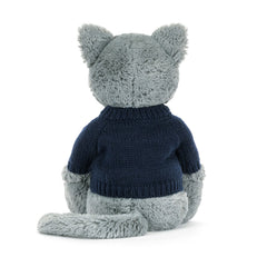 Bashful Kitten with Personalized Navy Jumper