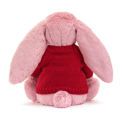 Bashful Tulip Pink Bunny with Personalized Red Jumper
