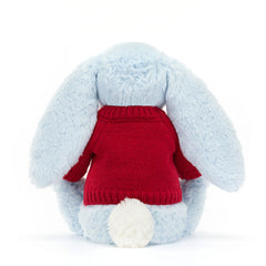 Bashful Blue Bunny with Personalized Red Jumper