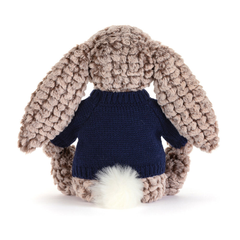 Bashful Luxe Bunny Pine with Personalized Navy Jumper