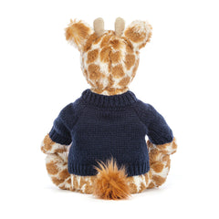 Bashful Giraffe with Personalized Navy Jumper