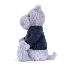 Bashful Hippo with Personalized Navy Jumper