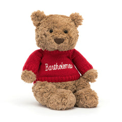 Bartholomew Bear with Personalized Red Jumper