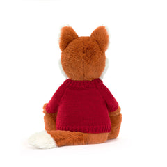 Bashful Fox Cub with Personalized Red Jumper