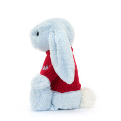 Bashful Blue Bunny with Personalized Red Jumper