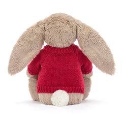 Blossom Beige Bunny 'Petal' with Personalized Red Jumper